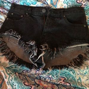 Black denim shorts